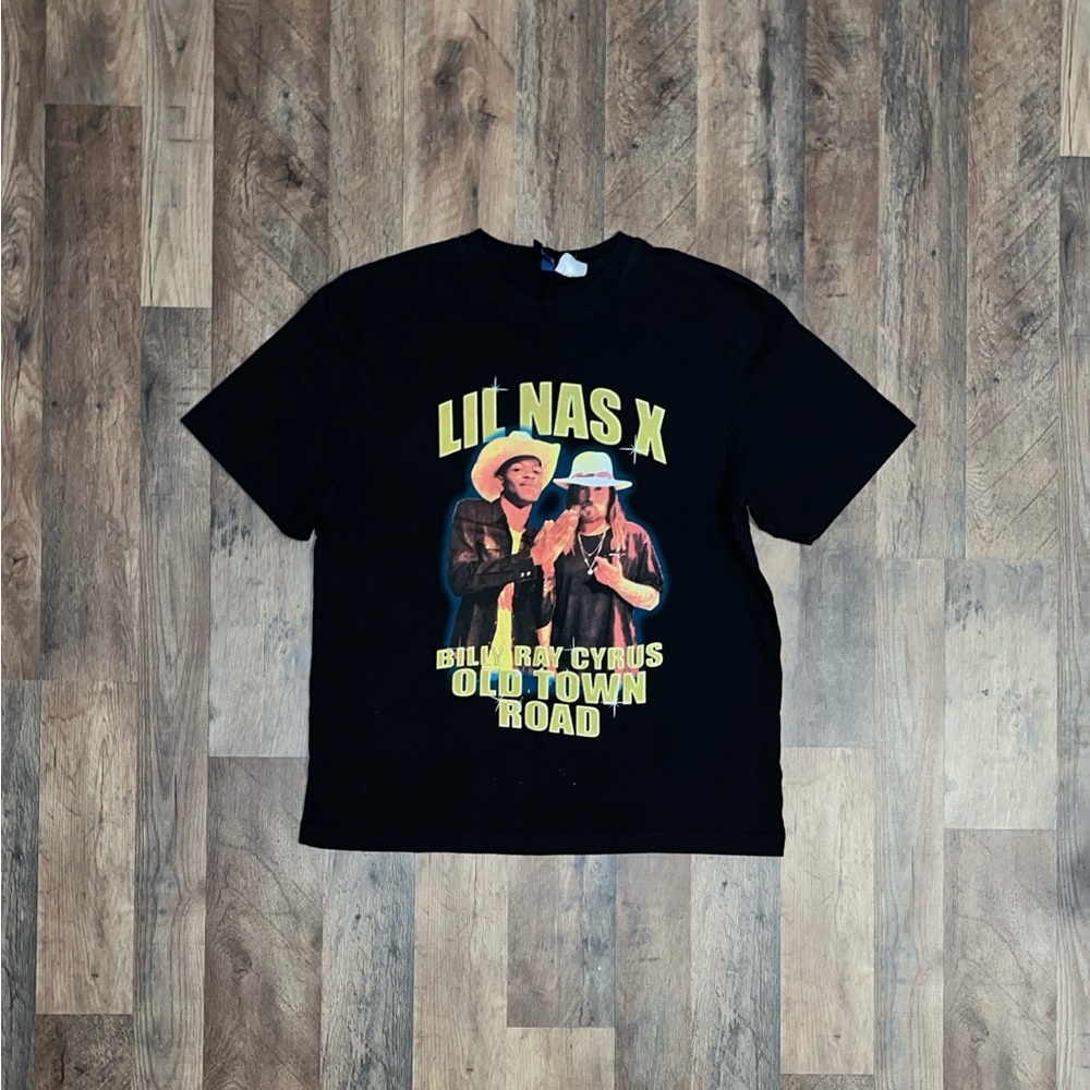 Lil Nas X Billy Ray Cyrus Old Town Road Black T-Shirt (Small)